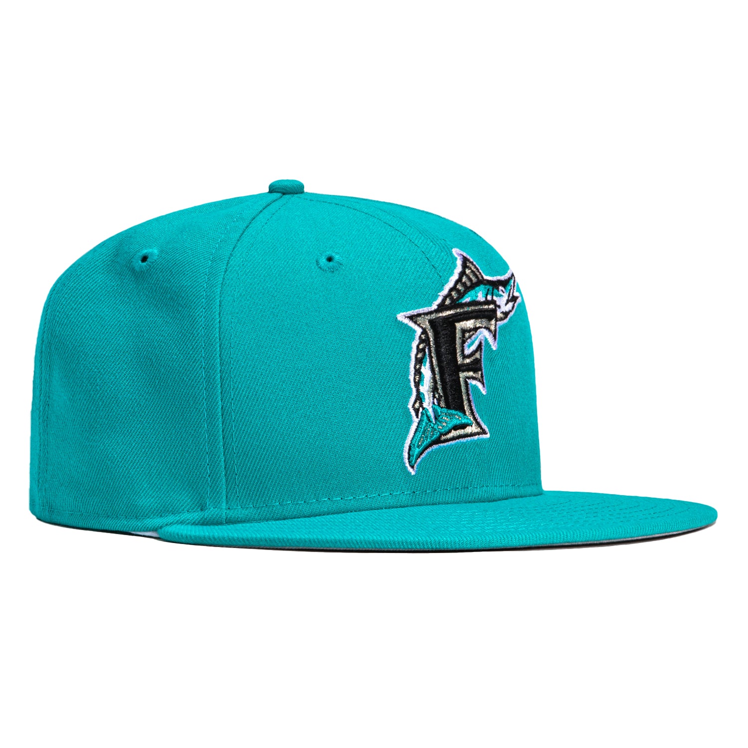 Florida Marlins Mitchell & Ness 1993 Inaugural Year Homefield Fitted Hat -  Cream/Teal