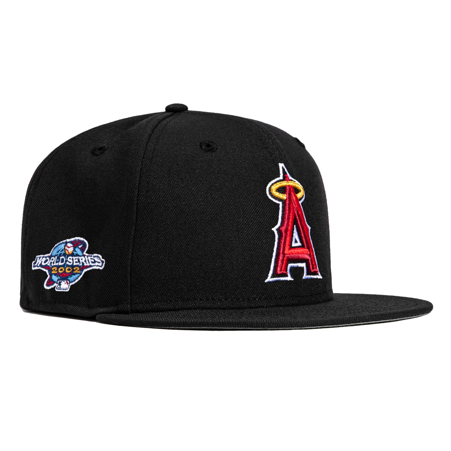 Los Angeles Angels New Era All Black With Red Letter A And 2002 World  Series Patch On Side 59FIFTY Fitted Hat