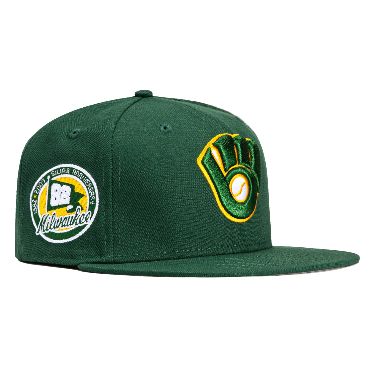 New Era 59FIFTY Milwaukee Brewers City Connect Patch Brew Crew Hat - Green, Red, Metallic Silver Green/Brown / 7 1/4