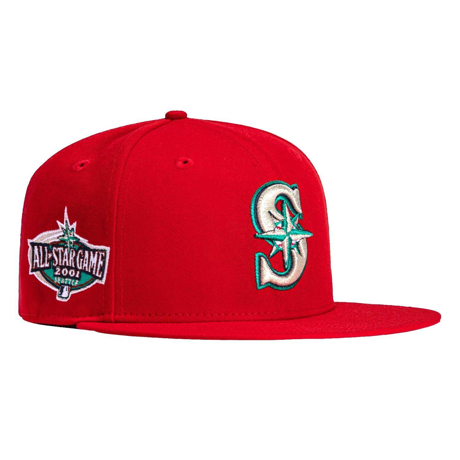 Seattle Mariners 2001 All Star Game New Era 59Fifty Fitted Hat (Oceanside  Blue Snow White Green Under Brim)