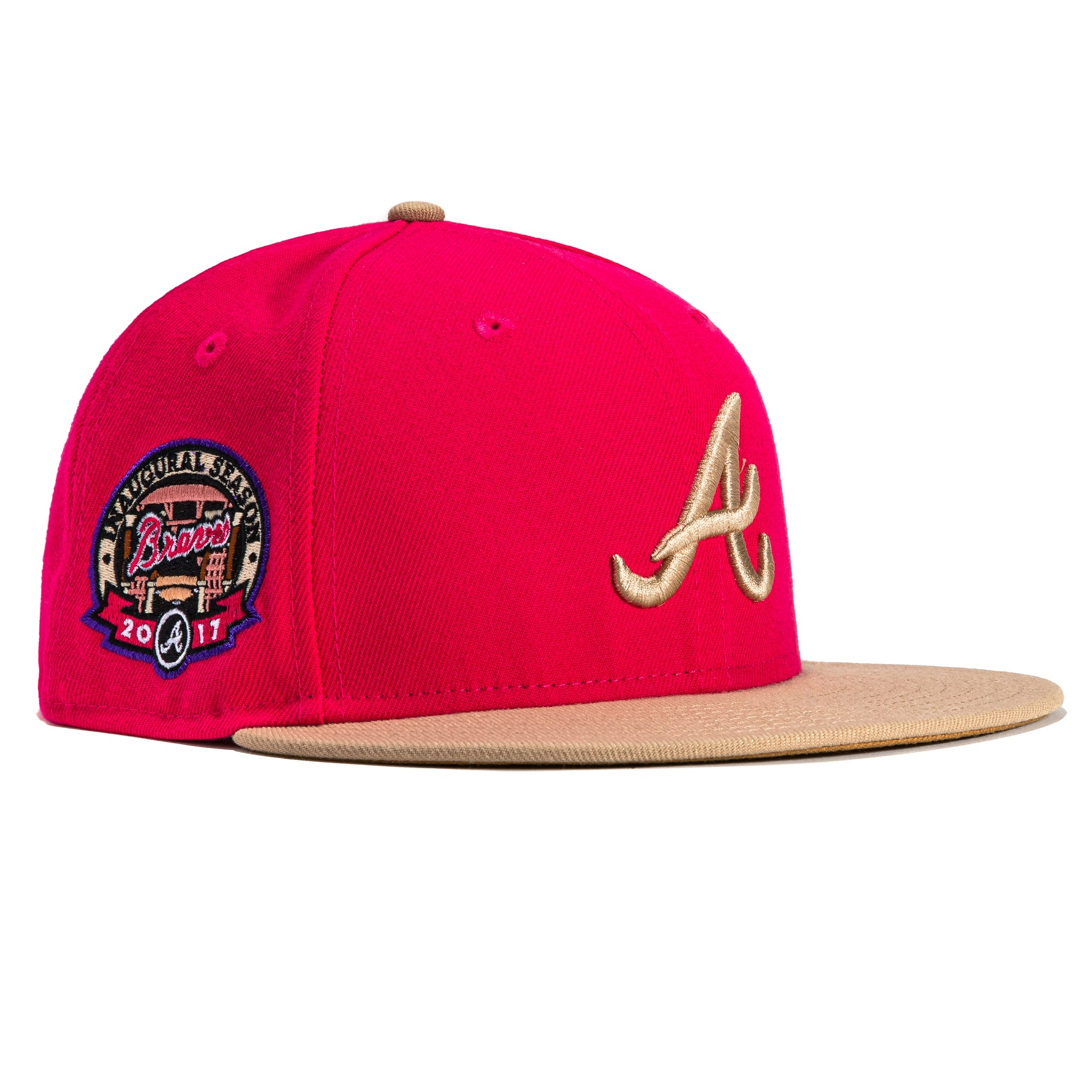 New Era 59FIFTY Atlanta Braves Inaugural Patch Hat - Magenta, Tan Magenta/Tan / 8