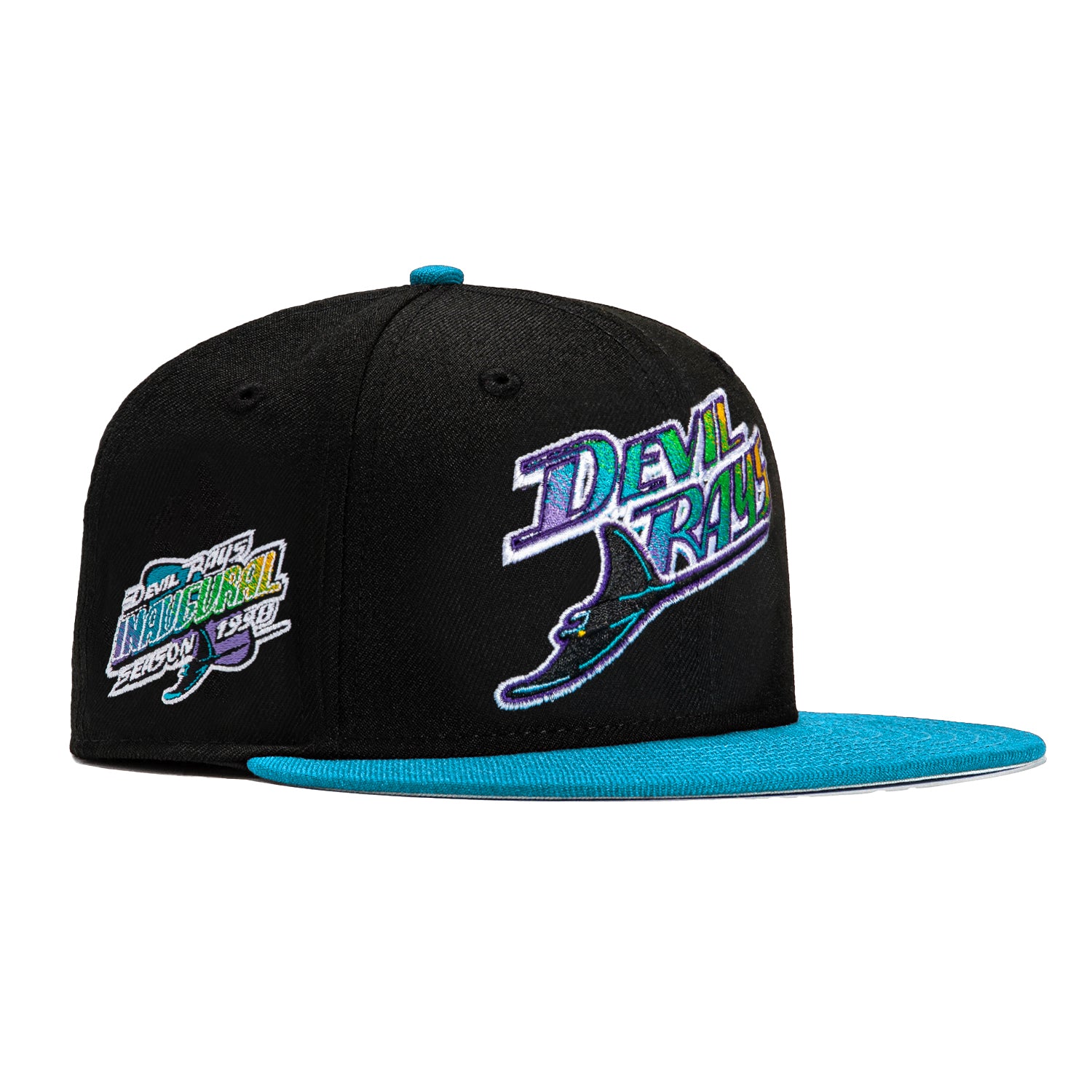 New Era 59FIFTY Tampa Bay Rays 20th Anniversary Patch Hat - Neon Blue, Purple Neon Blue/Purple / 7 1/8