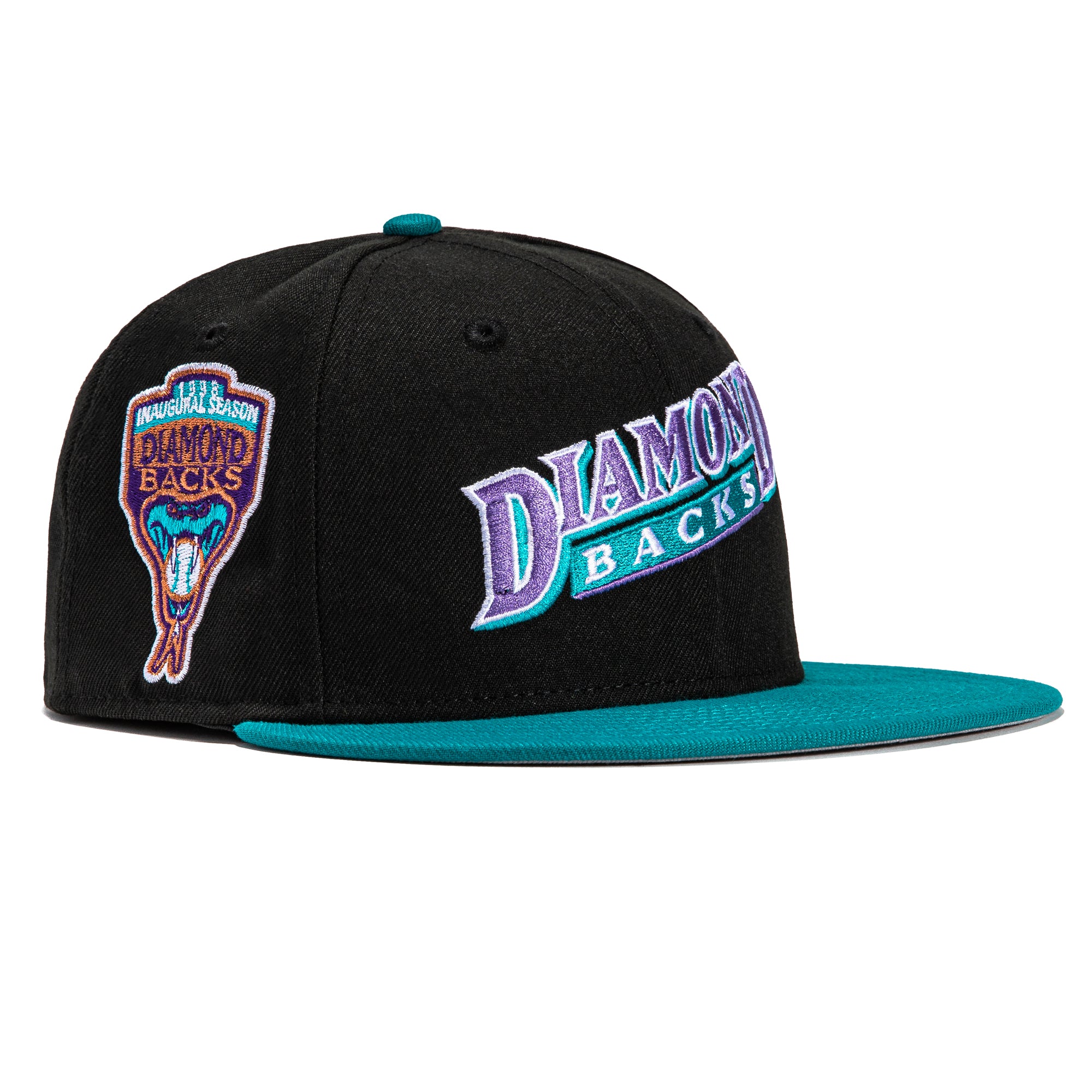 New Era 59FIFTY Arizona Diamondbacks Inaugural Patch Word Hat - Black, Teal Black/Teal / 7 1/2