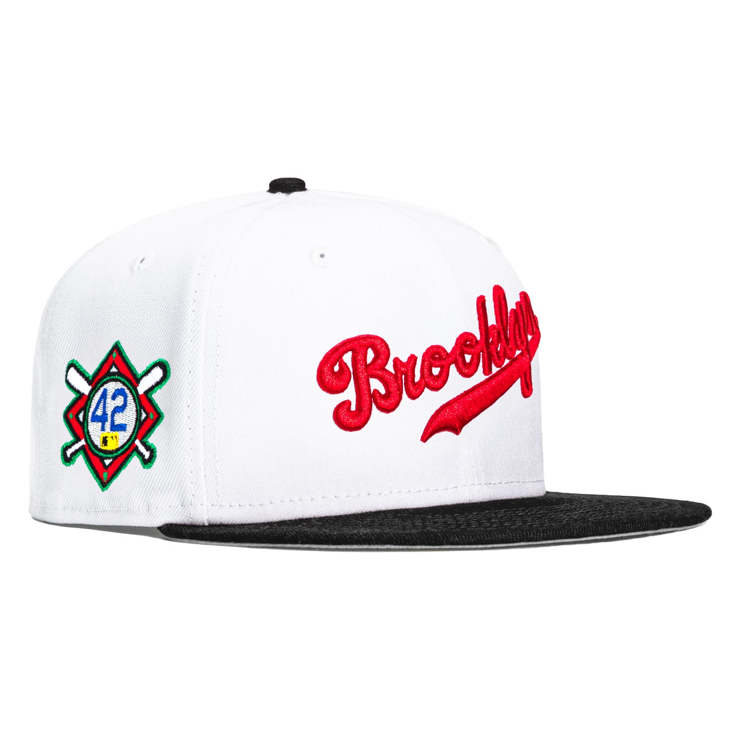 New Era 59Fifty Spike Brooklyn Dodgers 42 Patch Hat - White, Black