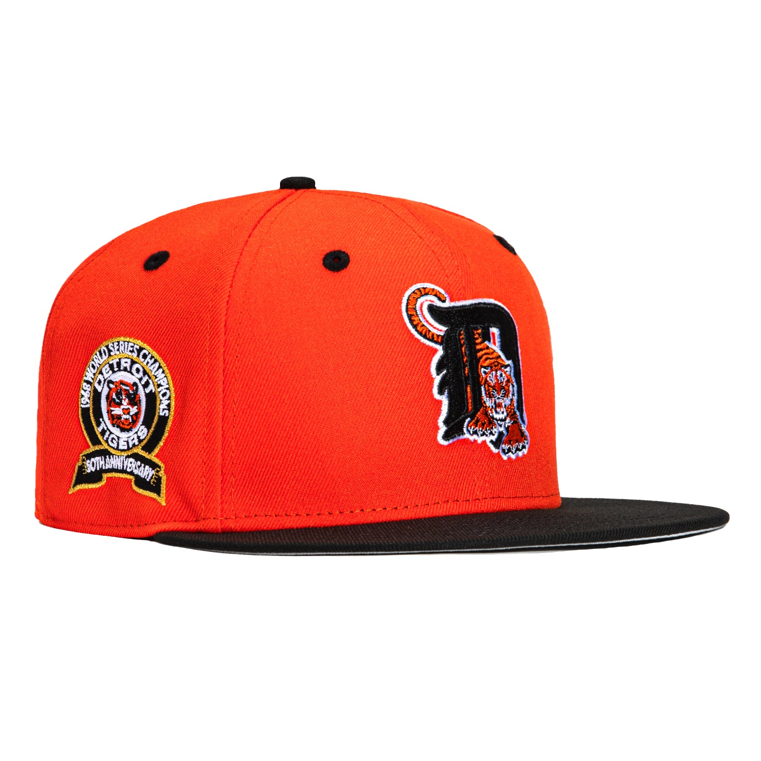 New Era 59FIFTY Detroit Tigers 50th Anniversary Champions Patch Hat - Orange, Black Orange/Black / 7