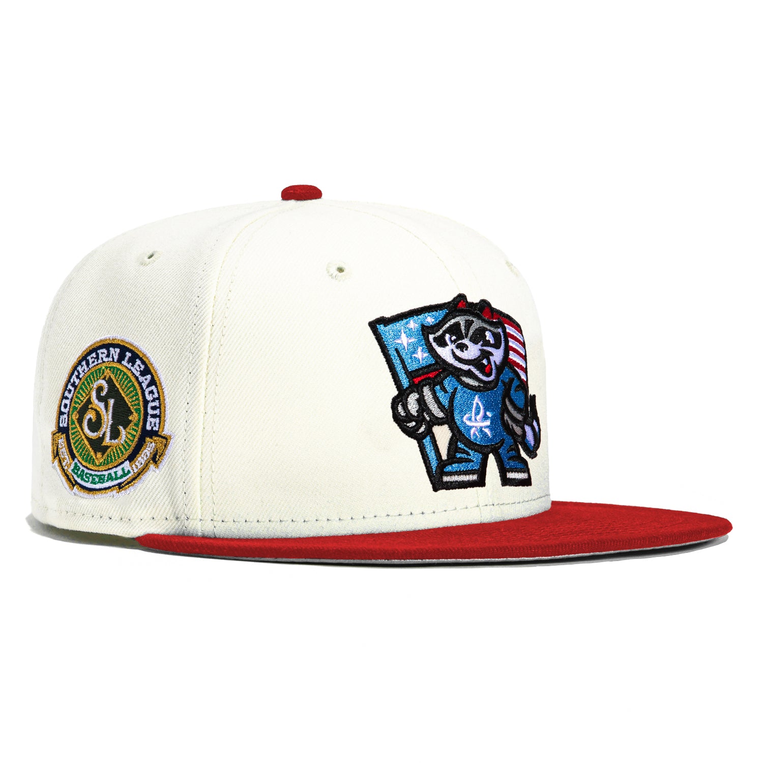 New Era 59FIFTY Rocket City Trash Pandas Southern League Patch Hat - White, Red White/Neon Blue / 7 3/8