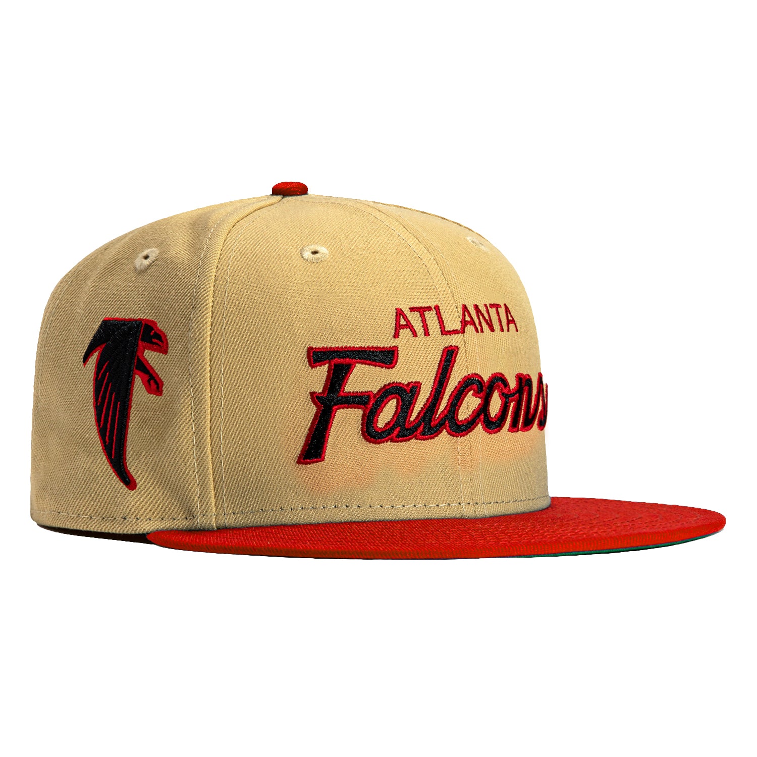 New Era 59Fifty Vegas Dome Atlanta Falcons Retro Script Hat- Tan, Red – Hat  Club