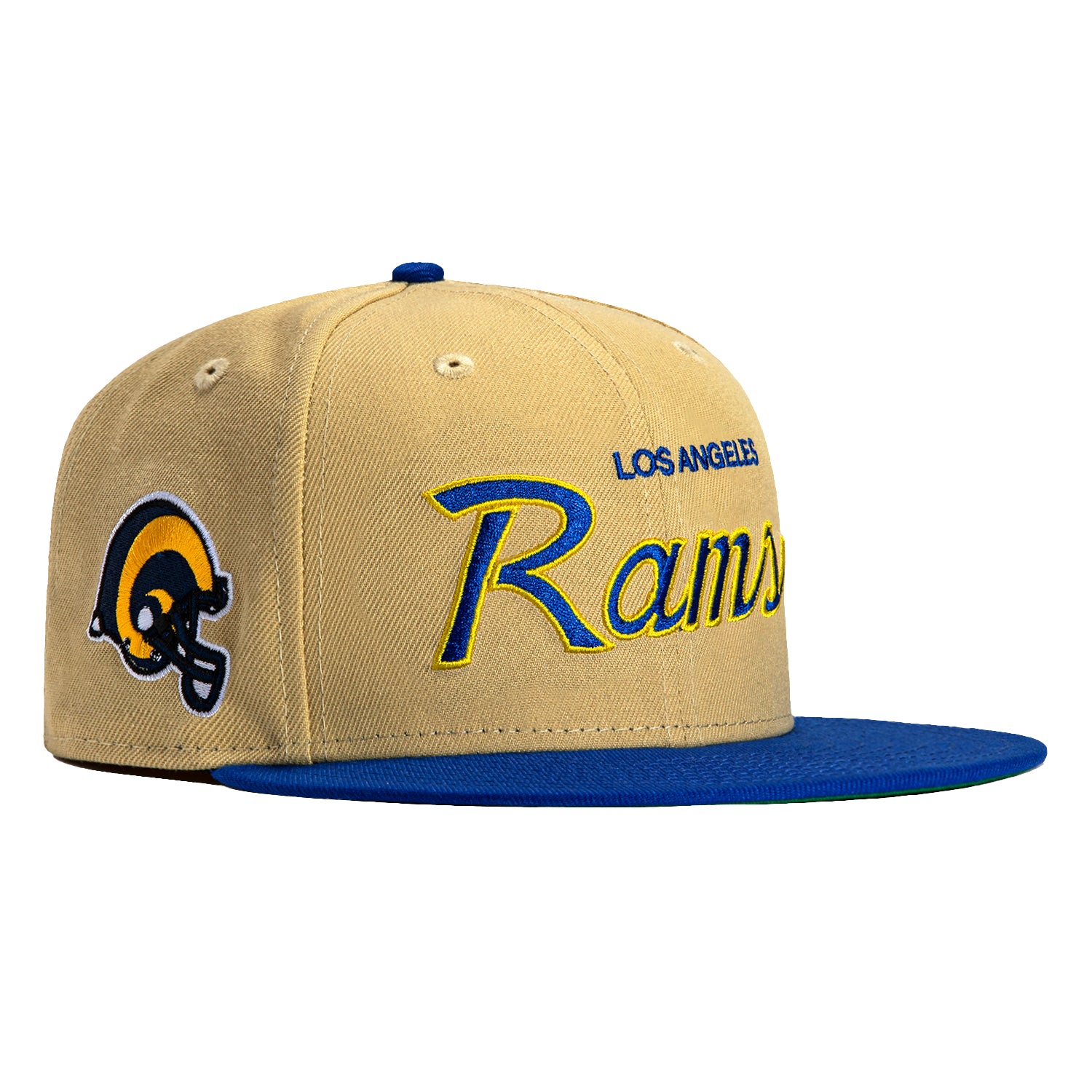 New Era 59Fifty Vegas Dome Los Angeles Rams Retro Script Hat- Tan, Roy – Hat  Club