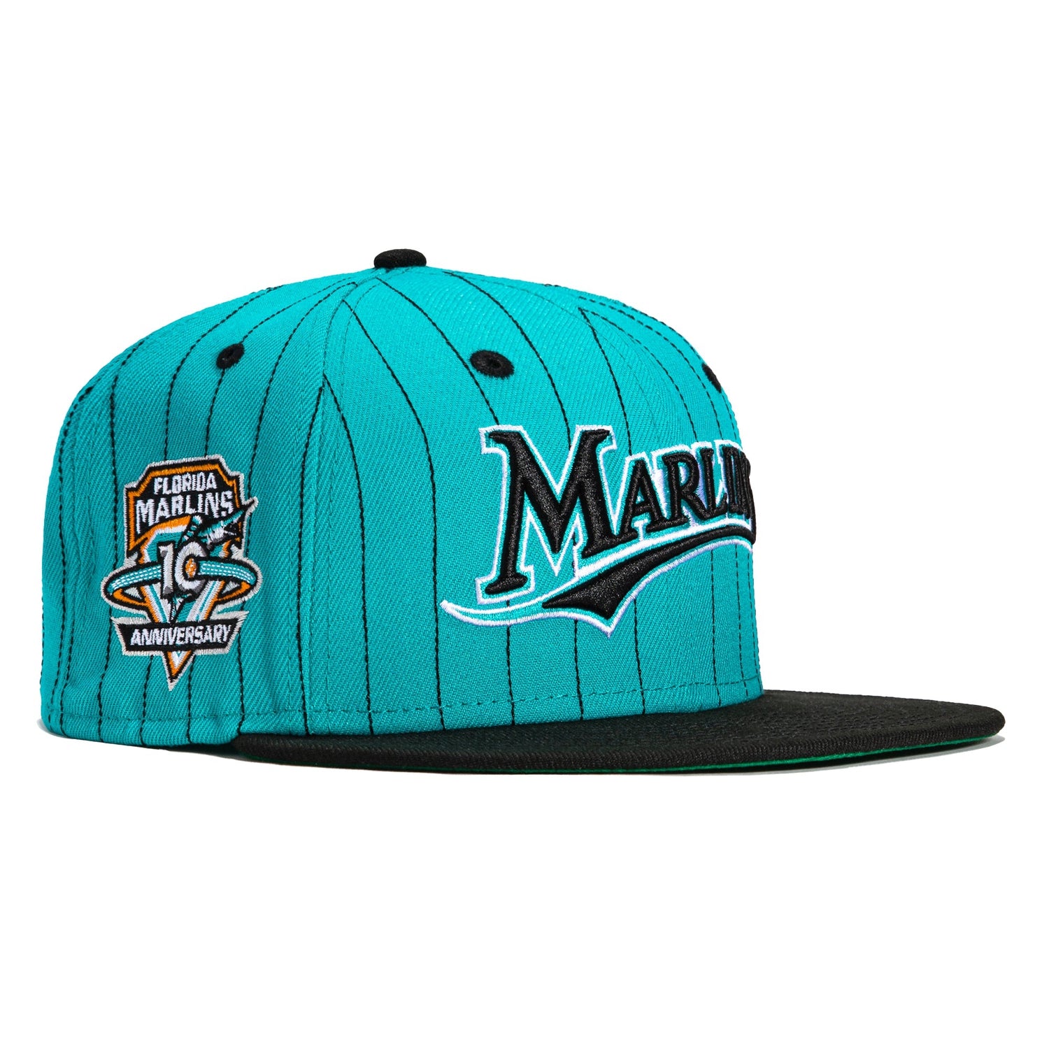 New Era 59Fifty Pinstripes Miami Marlins 10th Anniversary Patch Hat - – Hat  Club
