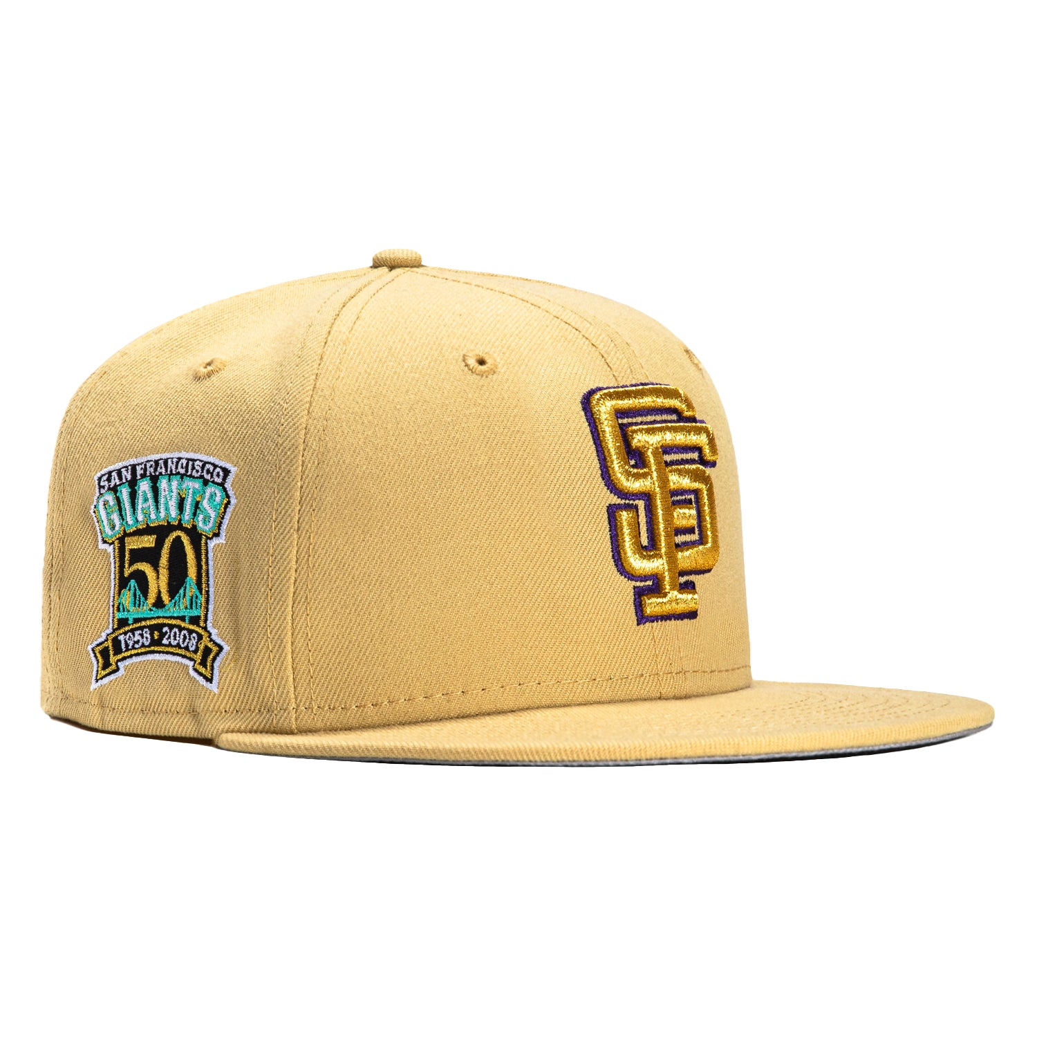 New Era 59FIFTY Jae Tips Forever San Francisco Giants Battle of The Bay Patch Hat- Tan, Red Tan/Red / 6 7/8