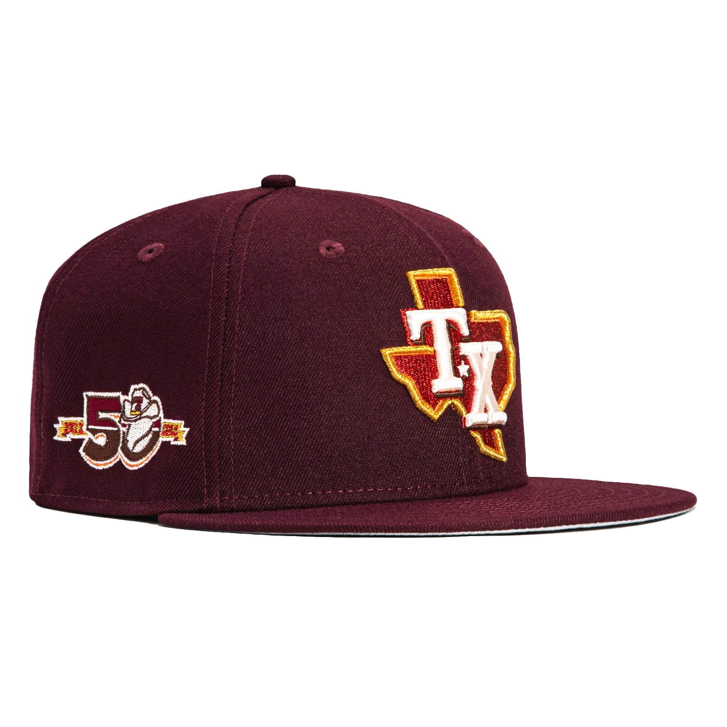 New Era 59FIFTY Texas Rangers 50th Anniversary Patch Alternate Hat - Maroon, Black Maroon/Black / 7 3/4