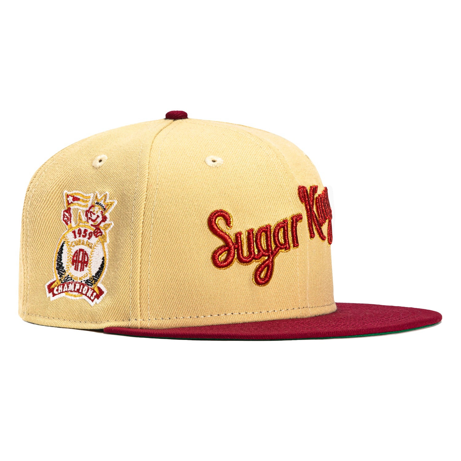 New Era 59FIFTY Havana Sugar Kings 1959 AAA World Champions Patch Word Hat - Tan, Cardinal Tan/Cardinal / 7 1/2