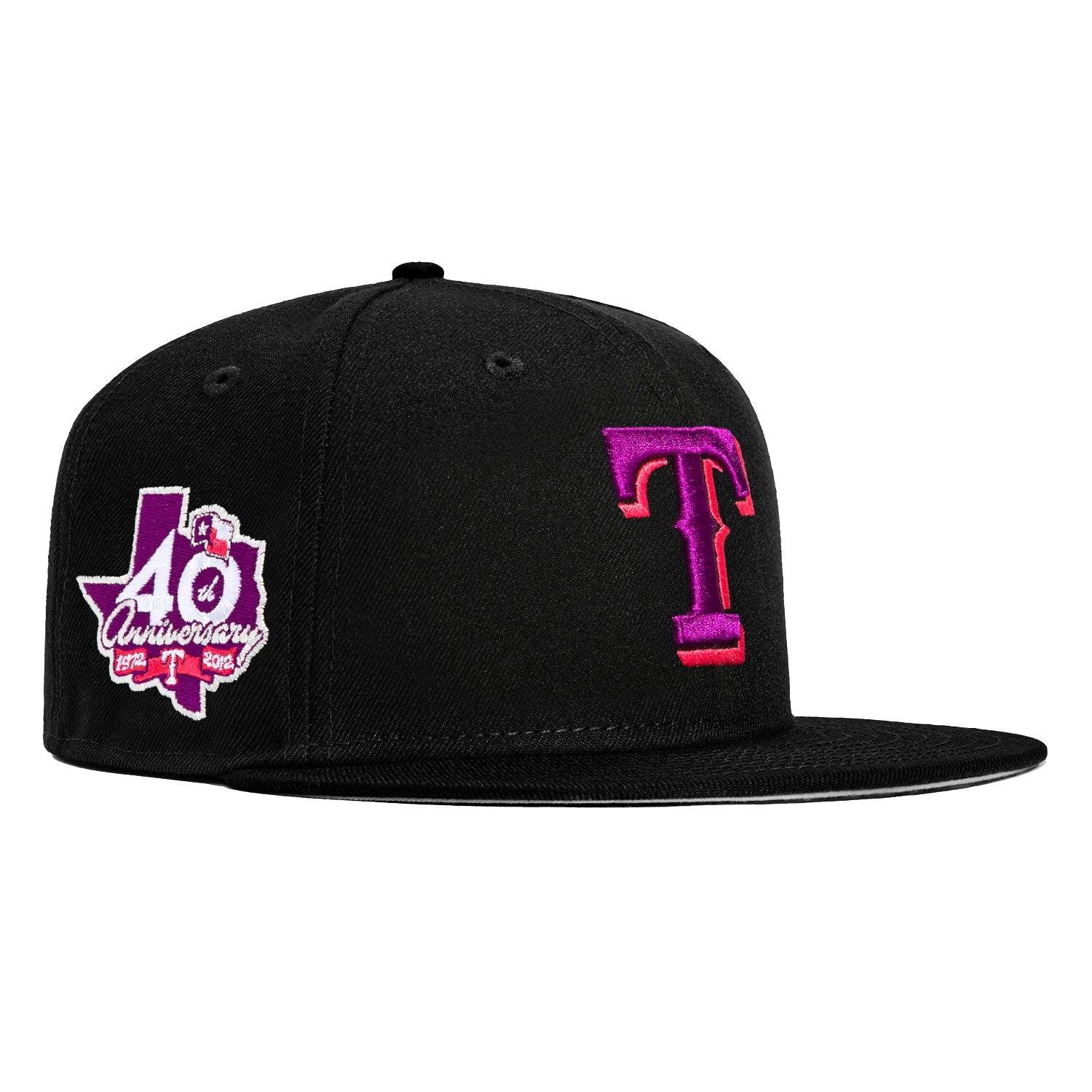 Texas Rangers New Era 40th Anniversary Patch Blackout Pop Undervisor  59FIFTY Fitted Hat - Black