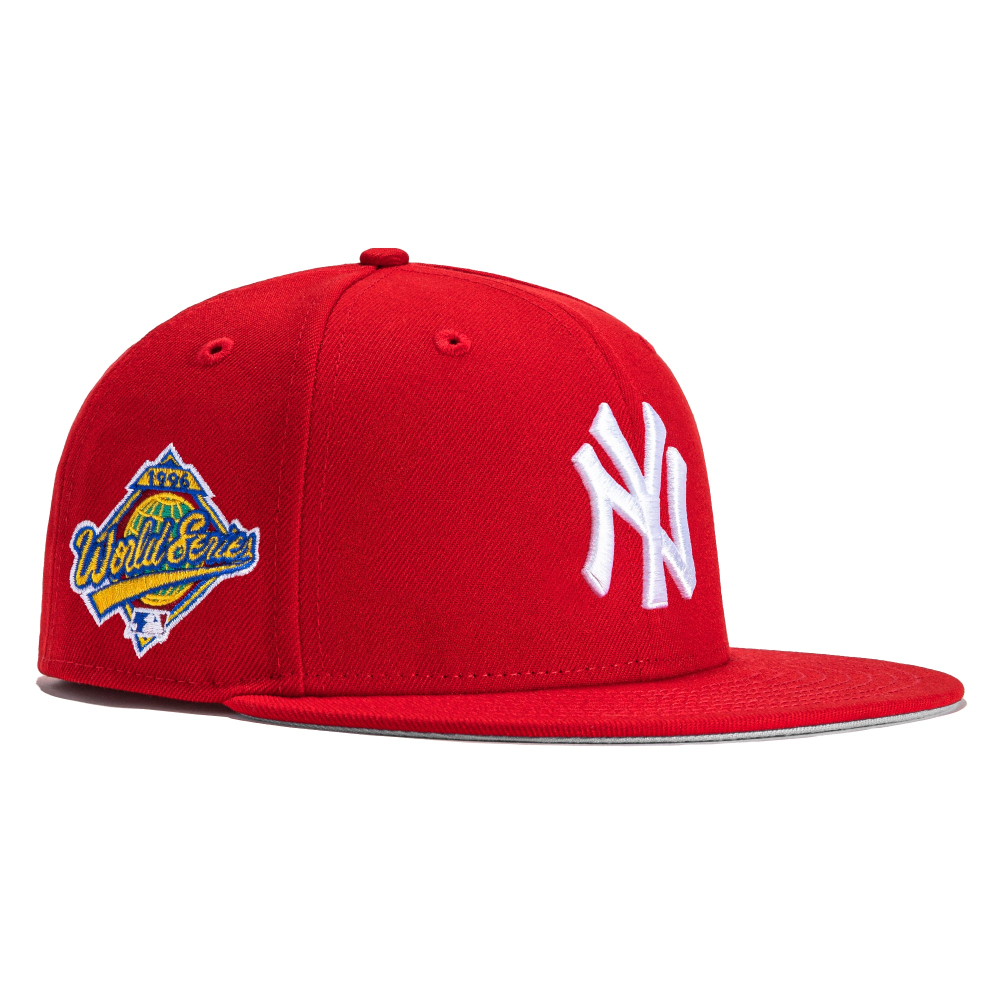 New York Yankees New Era 1996 World Series Red Undervisor 59FIFTY Fitted Hat  - Pink