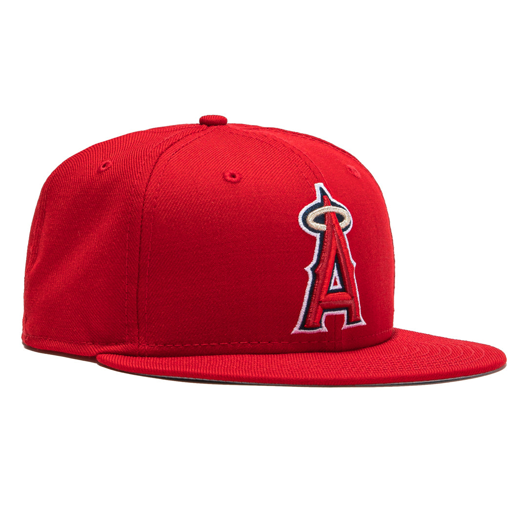 Los Angeles Angels New Era Retro 59FIFTY Fitted Hat - Stone/Red