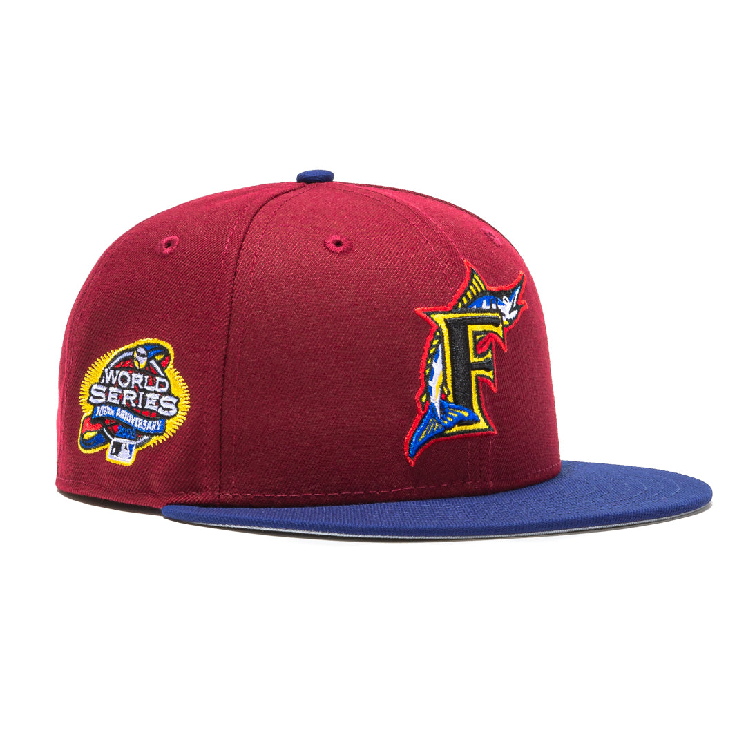 New Era Toronto Blue Jays Sangria 20th Anniversary Patch Hat Club Exclusive 59FIFTY Fitted Hat Cardinal/Royal