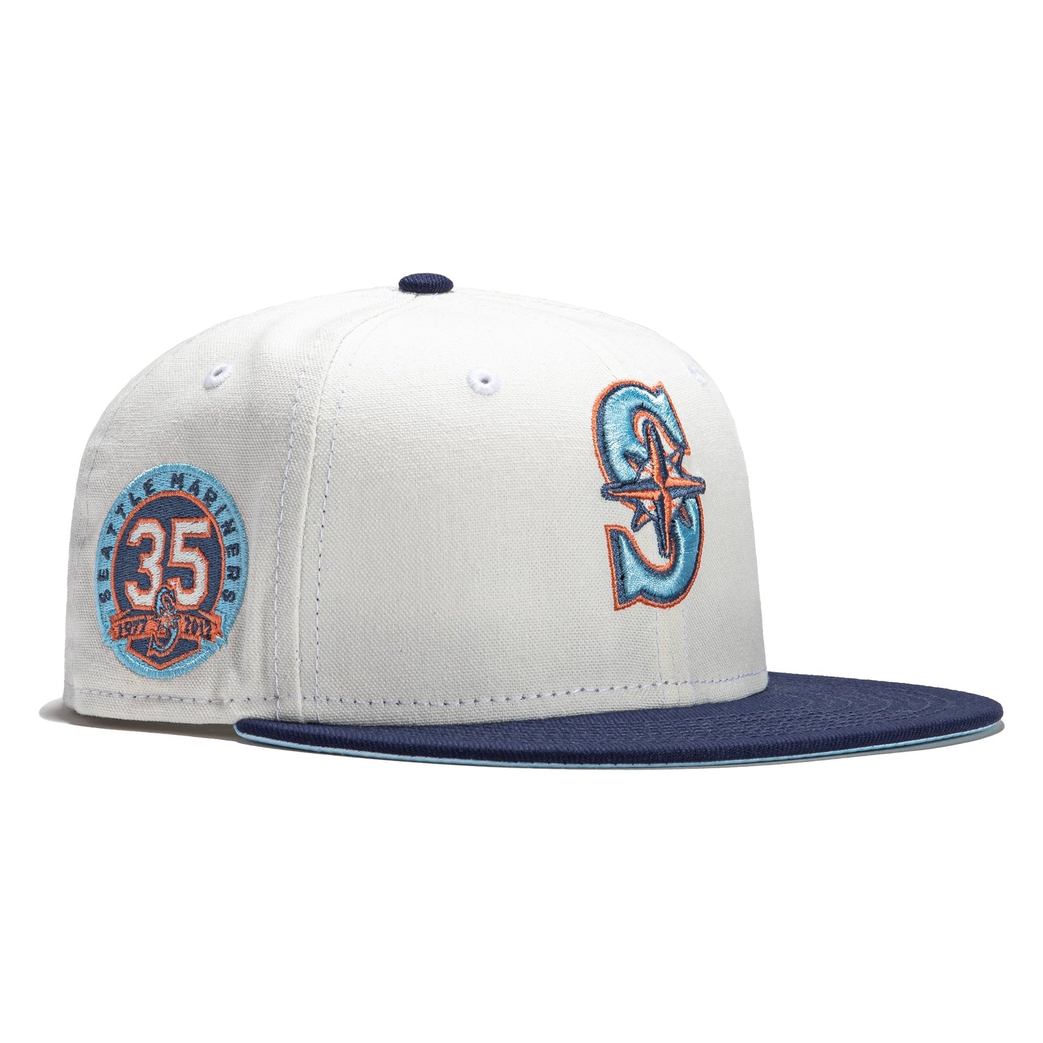 Seattle Mariners New Era Retro 59FIFTY Fitted Hat - Stone/Royal