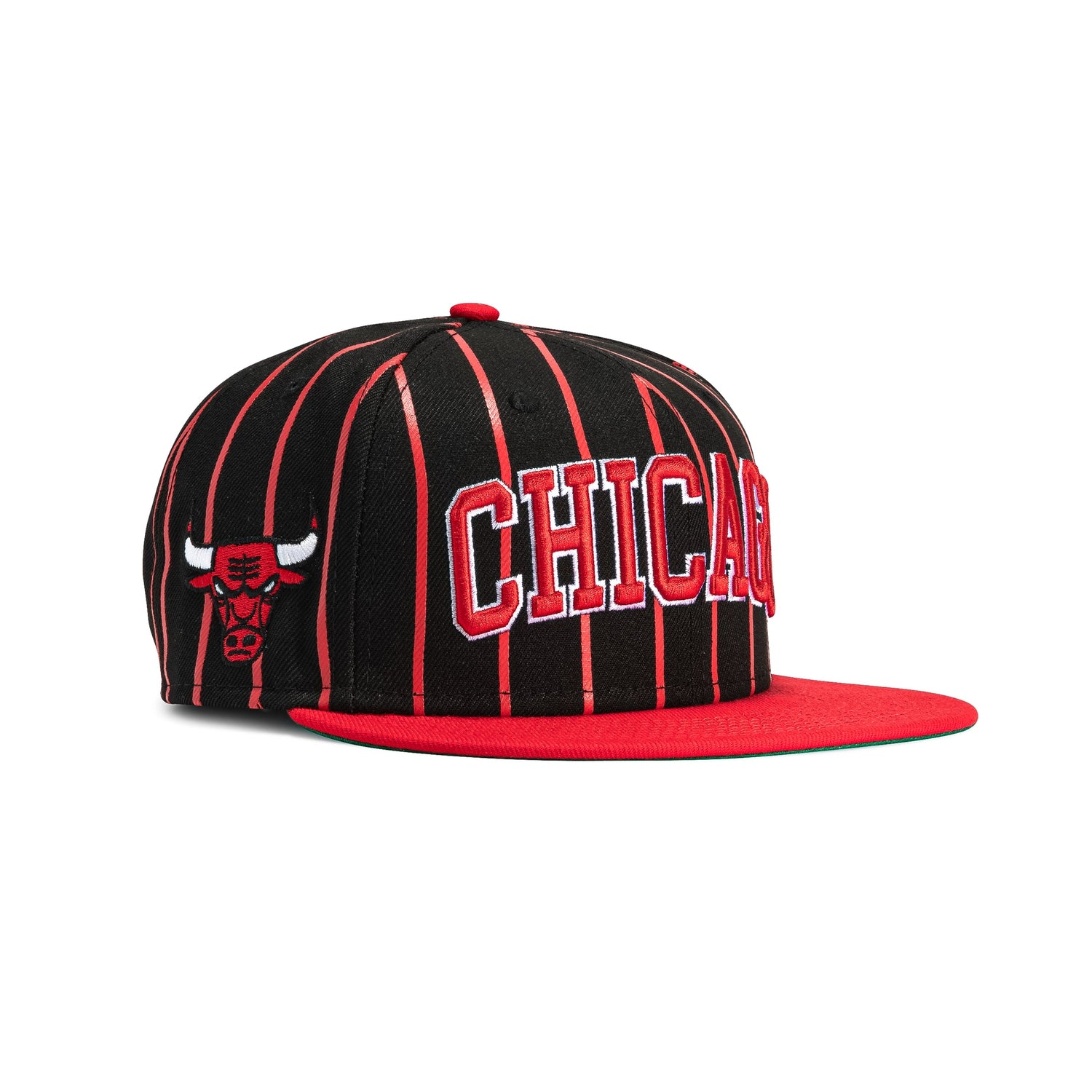 Chicago Bulls Mitchell and Ness Snapback Cap Hat Red Logo Embroidered