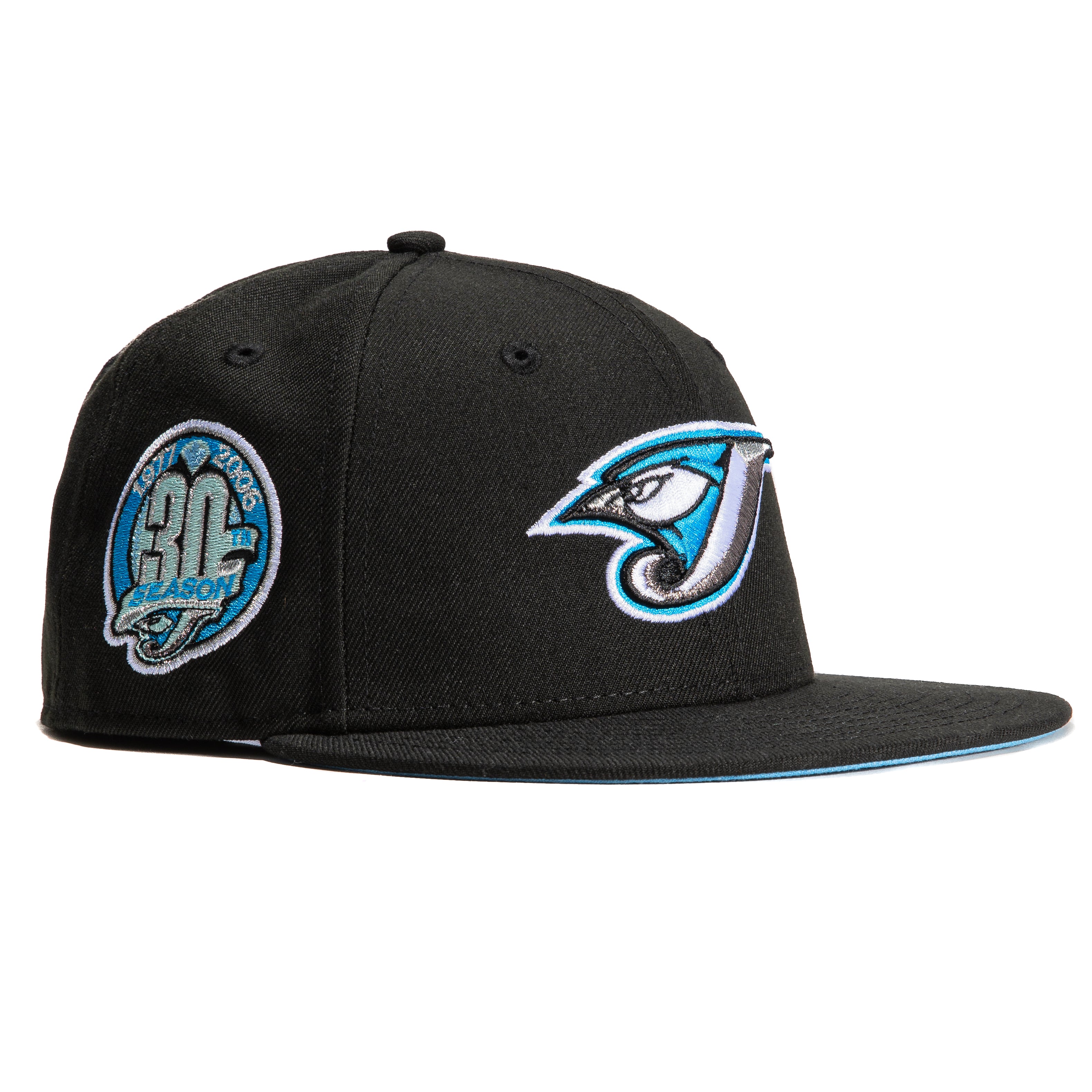 NEW ERA 59FIFTY MLB TORONTO BLUE JAYS 30 SEASONS BLACK / GREY UV FITTED CAP