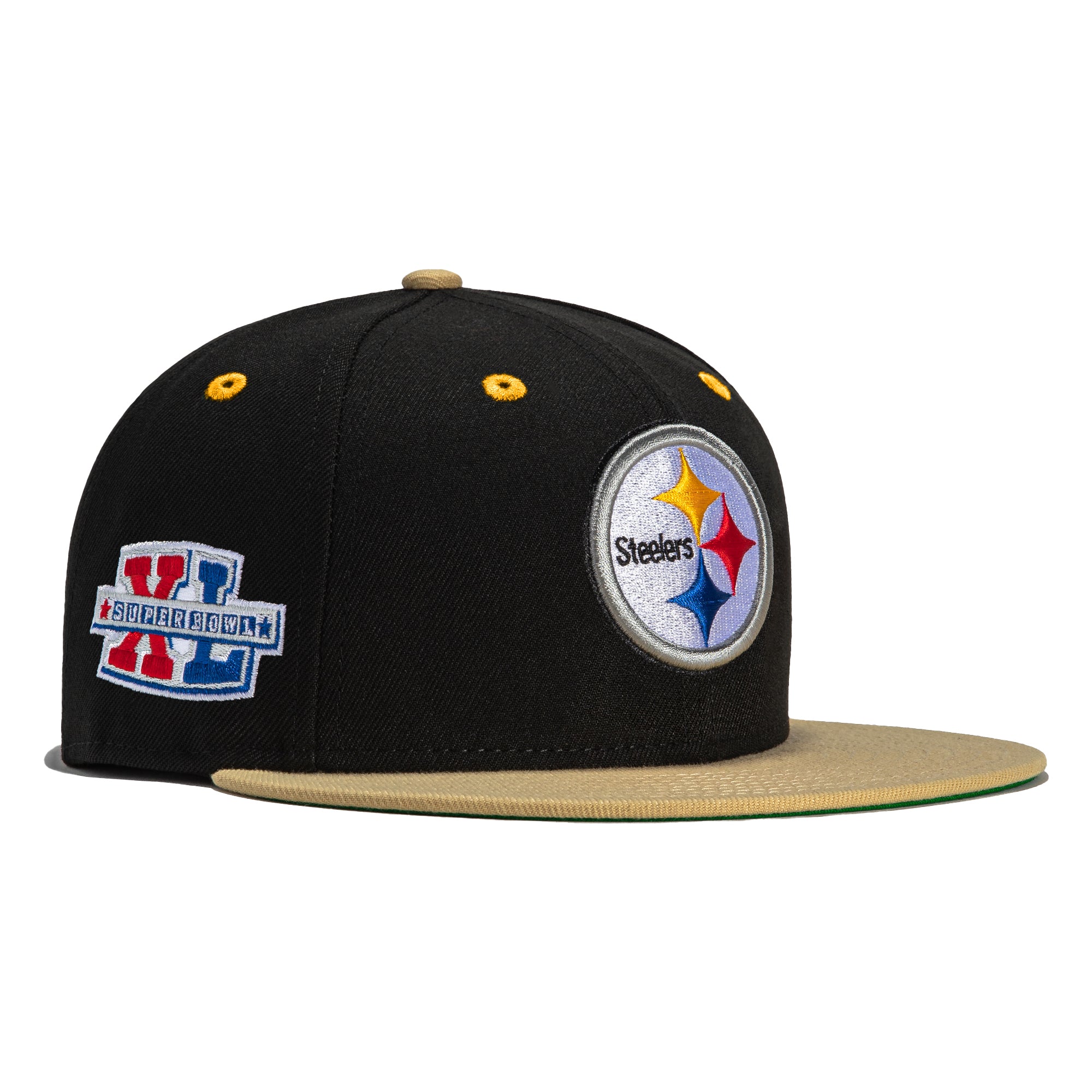 Men's New Era White Pittsburgh Steelers Super Bowl XLIII Patch Gold  Undervisor 59FIFY Fitted Hat 