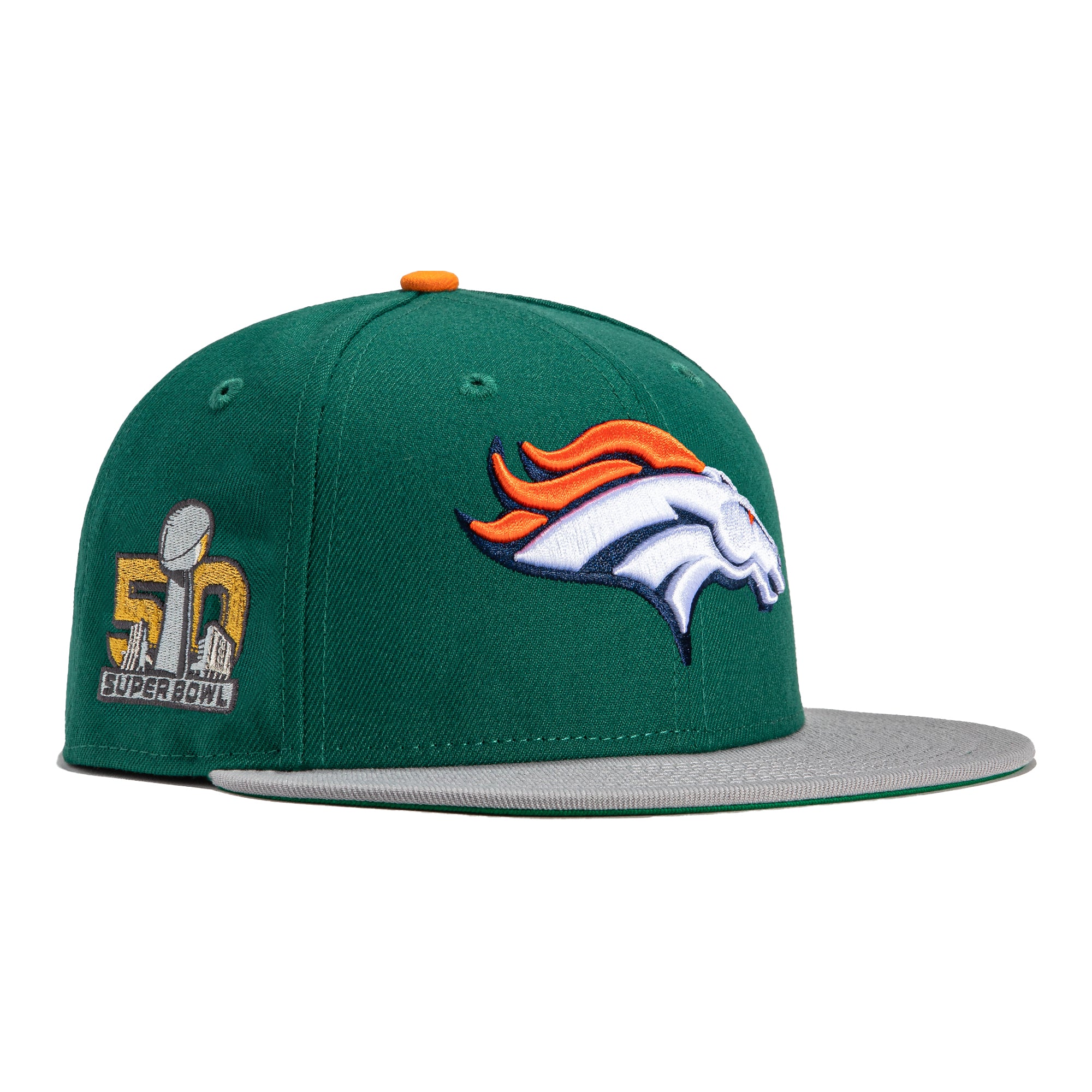 New Era 59FIFTY Electrolyte Denver Broncos 50 Super Bowl Patch Hat - Green, Gray Green/Grey / 7 5/8