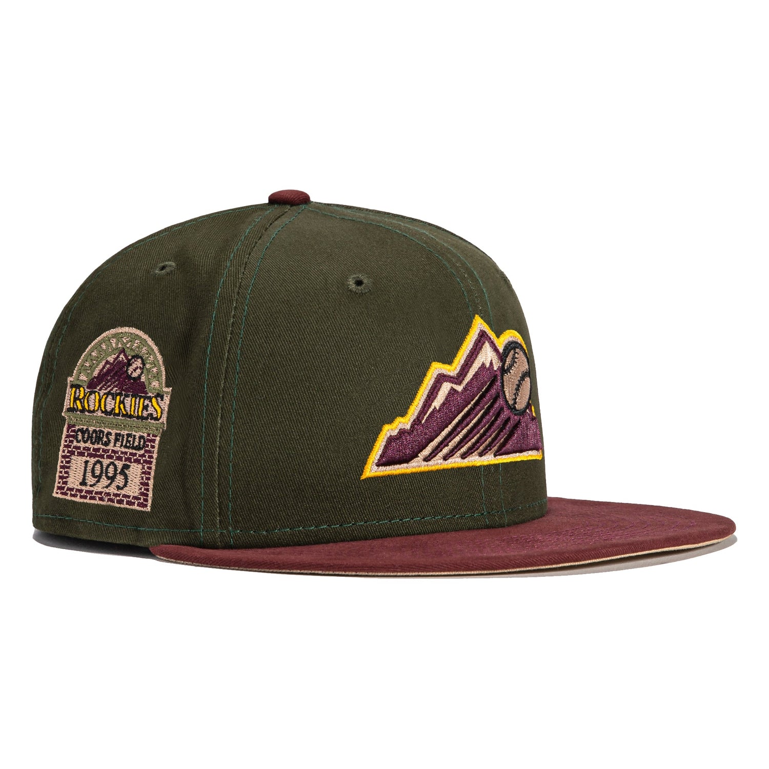 Colorado Rockies 1995 Coors Field New Era 59FIFTY Fitted Hat (Needle Green Corduroy Gray Under BRIM) 7 3/8