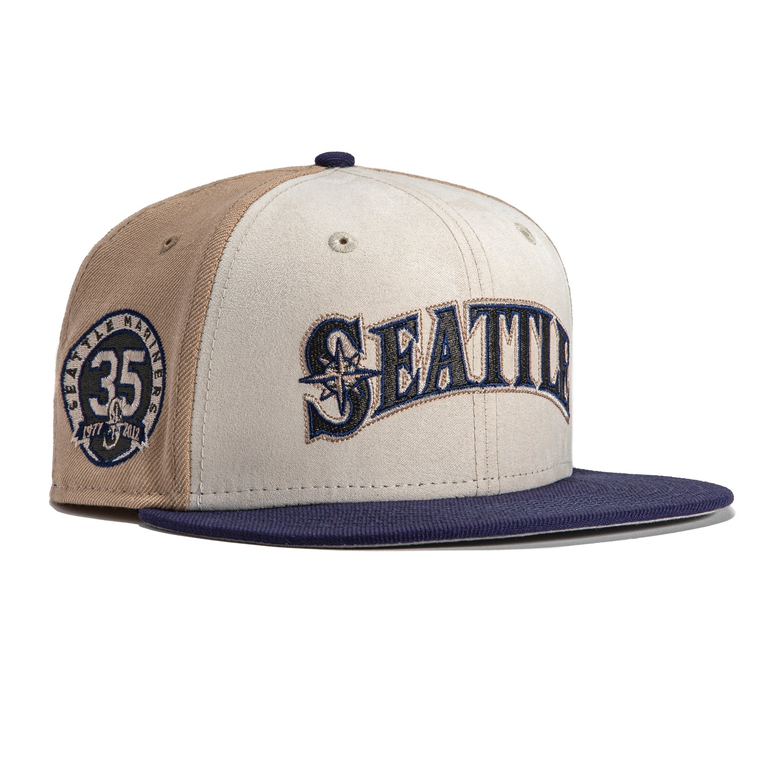 Seattle Mariners New Era Retro 59FIFTY Fitted Hat - Stone/Royal