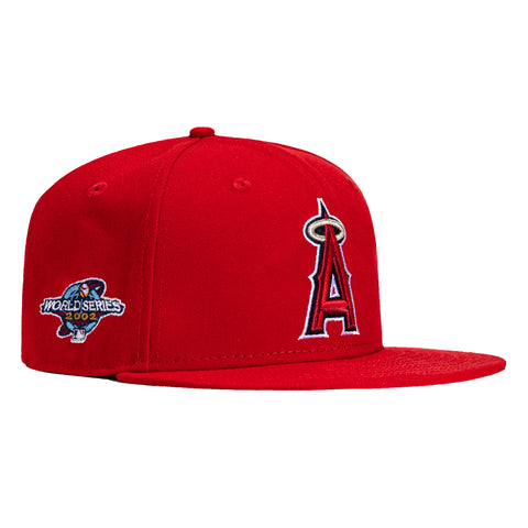 New Era 59Fifty Anaheim Angels 2002 World Series Patch Pink UV Hat - Red