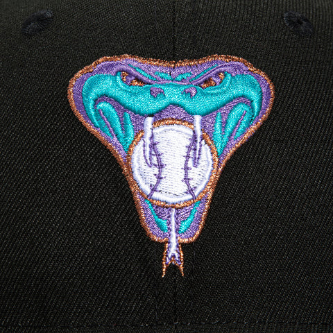 New Era 59Fifty Arizona Diamondbacks 2001 World Series Patch Snakehead Hat - Black, Teal, Purple, Metallic Copper