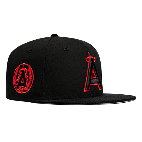 New Era 59Fifty Los Angeles Angels 25th Anniversary Patch Hat - Black, – Hat  Club
