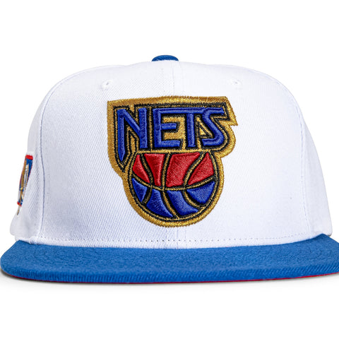 Mitchell & Ness New Jersey Nets 50th Anniversary Patch Snapback Hat - White, Royal