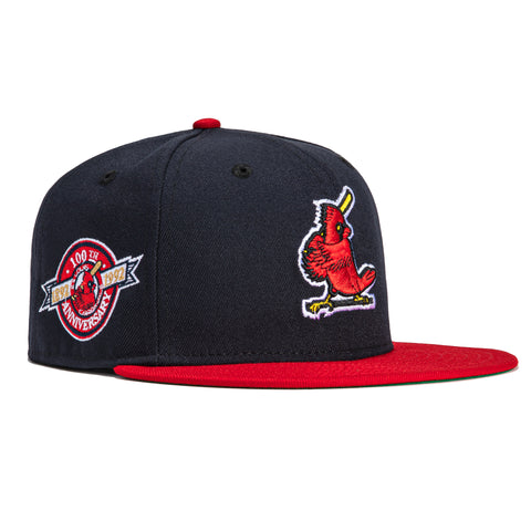 New Era 59FIFTY St Louis Cardinals 100th Anniversary Patch Hat - Navy, Red Navy/Red / 7 1/4