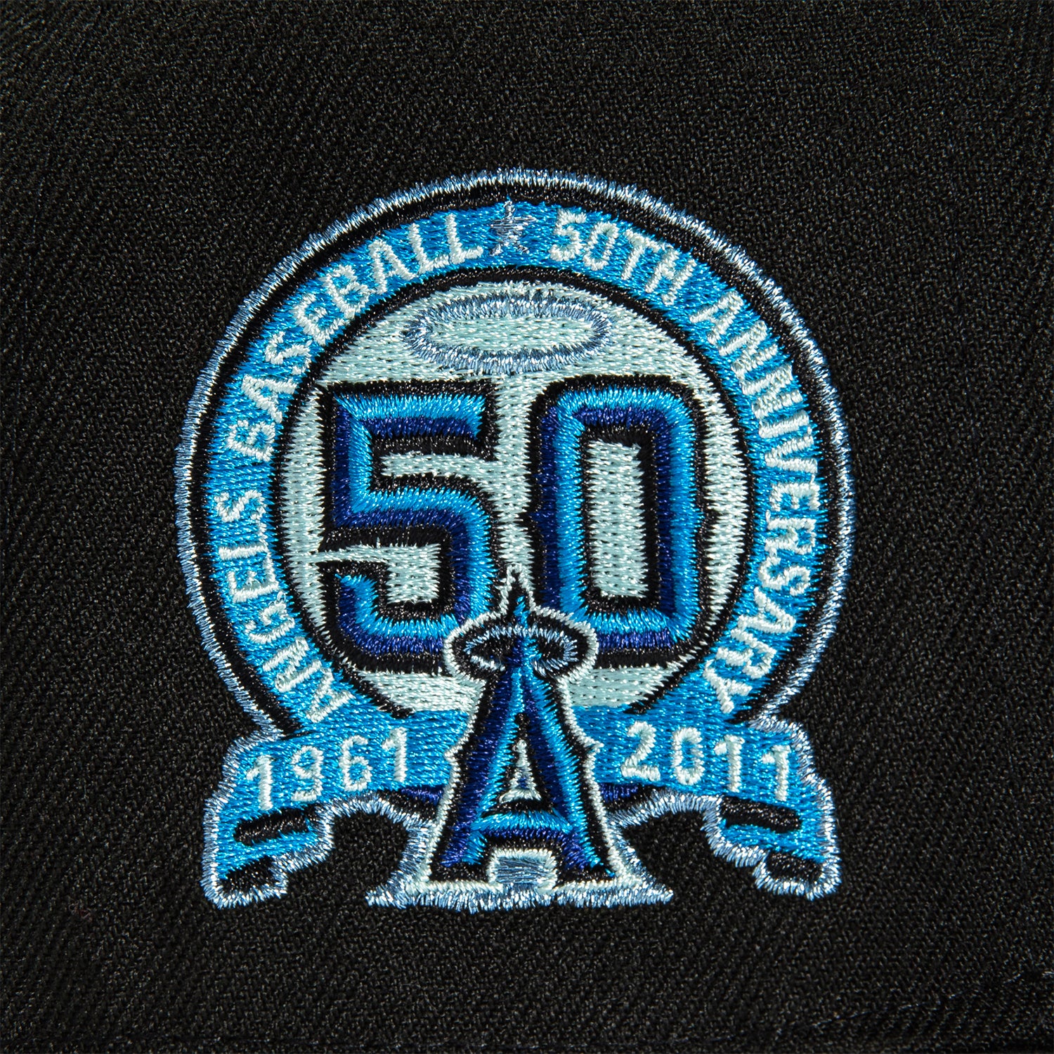 New Era 59Fifty Black Ice Los Angeles Angels 50th Anniversary Patch Al