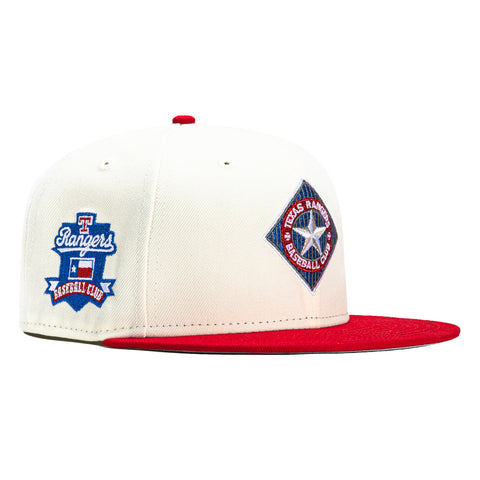 Exclusive New Era Texas Rangers Fitted Hat MLB Club Size 7 1/4 2tone Cream