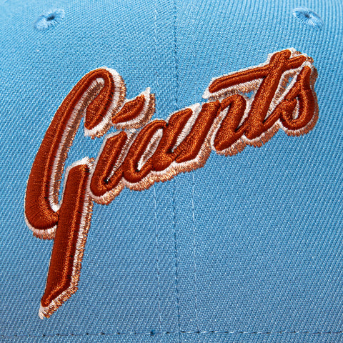 New Era 59Fifty San Francisco Giants 60th Anniversary Patch Script Hat - Light Blue, Burnt Orange, Metallic Copper