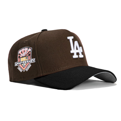 New Era 9Forty A-Frame Los Angeles Dodgers 50th Anniversary Patch Snapback Hat - Brown, Black