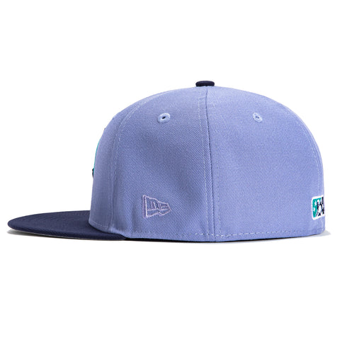 New Era 59FIFTY Los Angeles Angels Logo Patch Alternate Pinstripe Rail Jersey Hat - White, Light Navy White/Light Navy / 7 7/8