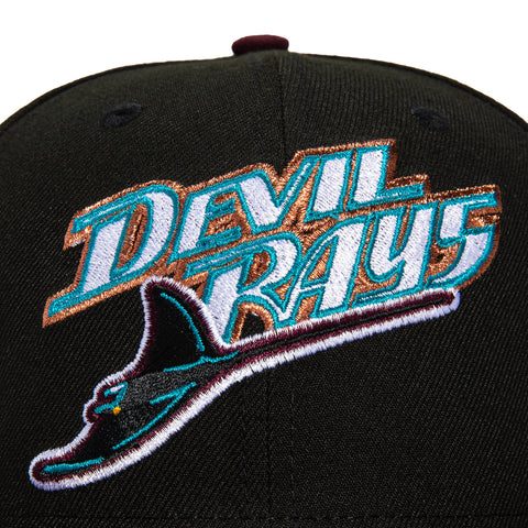 New Era 59Fifty Tampa Bay Rays Inaugural Patch Word Hat - Black, Maroon, Teal