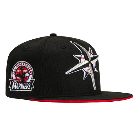 Hat Club Exclusive New Era 59Fifty Turn Ahead The Clock Seattle Mariners  Fitted Hat - 2T Cardinal, Black