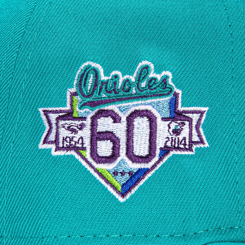 New Era 59Fifty Baltimore Orioles 60th Anniversary Stadium Patch Logo Hat - Teal, Royal, Purple