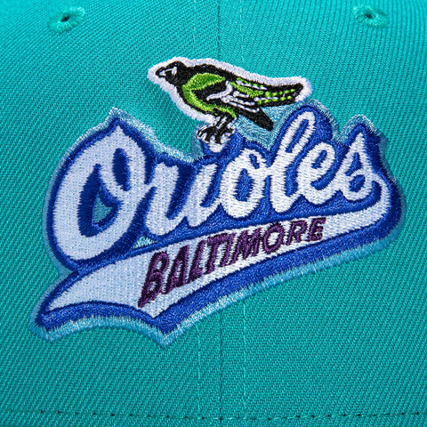 New Era 59Fifty Baltimore Orioles 60th Anniversary Stadium Patch Logo Hat - Teal, Royal, Purple