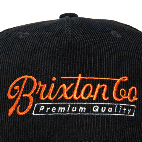 Brixton Belford MP Corduroy Snapback Hat - Black