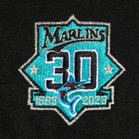 New Era 59Fifty Miami Marlins 30th Anniversary Patch Word Hat - Black, Teal