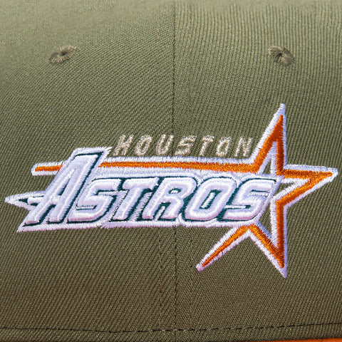 New Era 59Fifty Houston Astros 45th Anniversary Patch Logo Hat - Olive, Burnt Orange