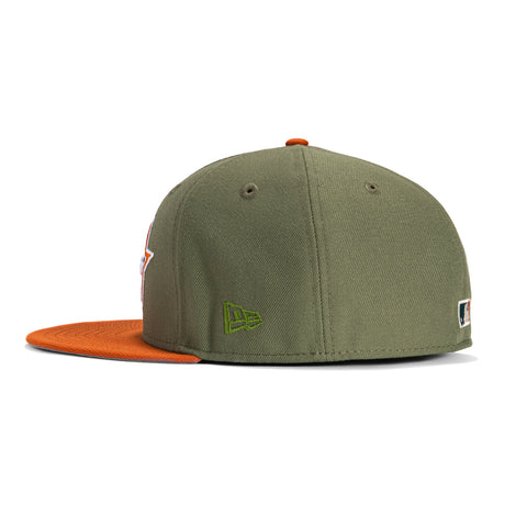 New Era 59Fifty Houston Astros 45th Anniversary Patch Logo Hat - Olive, Burnt Orange