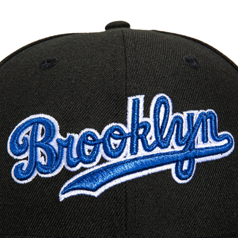 New Era 59Fifty Black Dome Brooklyn Dodgers Jackie Robinson 50th Anniversary Patch Hat - Black