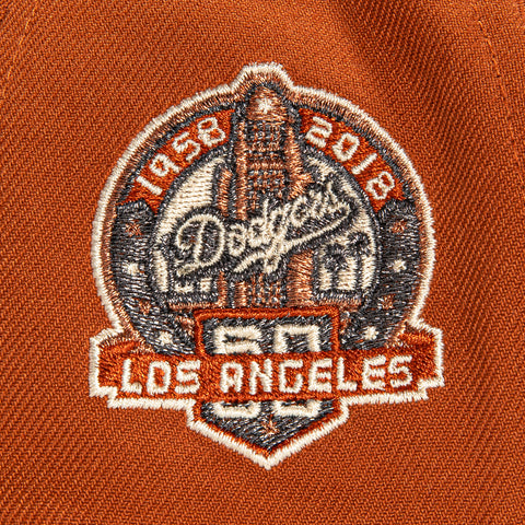 New Era 9Forty A-Frame Los Angeles Dodgers 60th Anniversary Patch Snapback Hat - Burnt Orange, Black