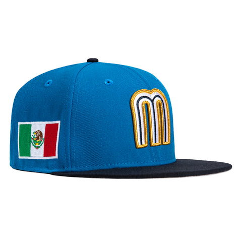 New Era 59Fifty Mexico World Baseball Classic Hat - Light Blue, Navy, Metallic Gold