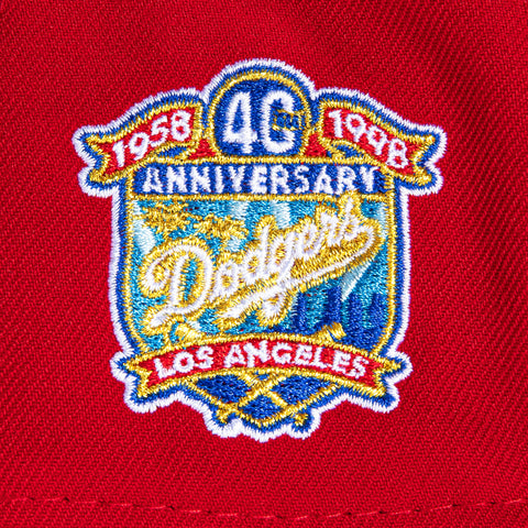 New Era 9Forty A-Frame Los Angeles Dodgers 40th Anniversary Patch Upside Down Snapback Hat - Red, White