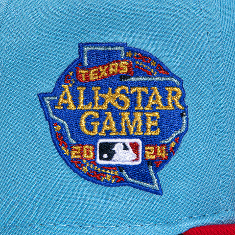 New Era 59Fifty Texas Rangers 2024 All Star Game Patch Script Hat - Light Blue, Red